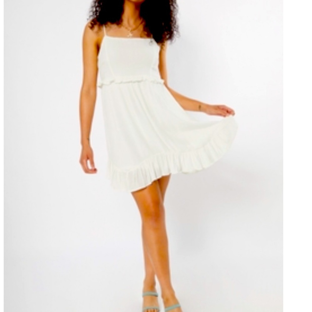 Rue 21 White Ruffle Trim Dress